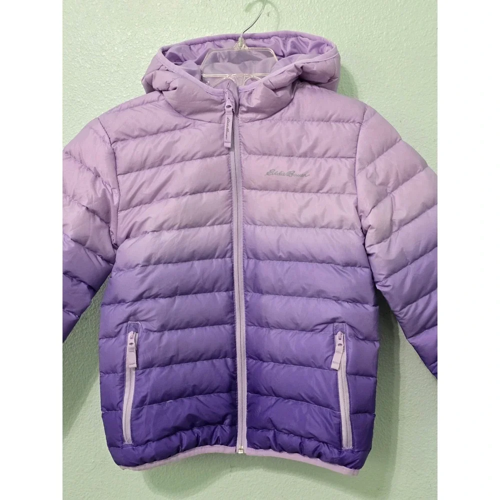 Eddie Bauer Purple Ombre Reversible Light Hood Puffer Ski Snow Girls Jacket S